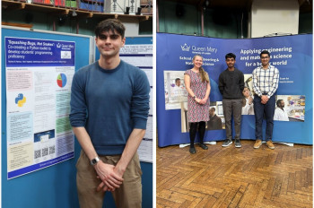 Muhie, Ilan and Yash (from left to right) presenting their poster and receiving their prize