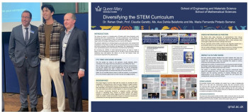 Jake Seah receiving the price at the Industrial Liaison Forum (left); Ava Belafonte's poster presented at the Festival of Education (right).